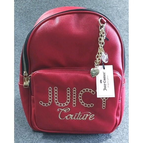 NWT Juicy Couture Lime Light Backpack CHILI RED 12Hx10Wx5D GOLD DETAILS main image 5